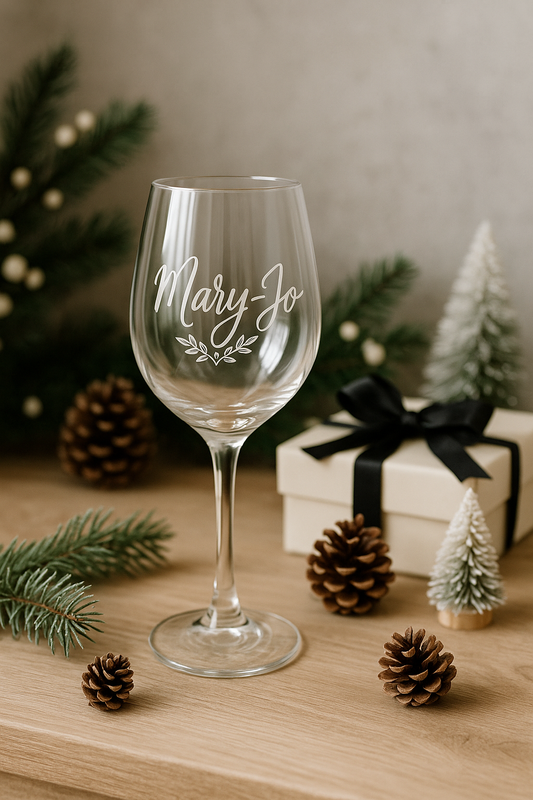 Hand Engraved Wine Glass - stem + stemless