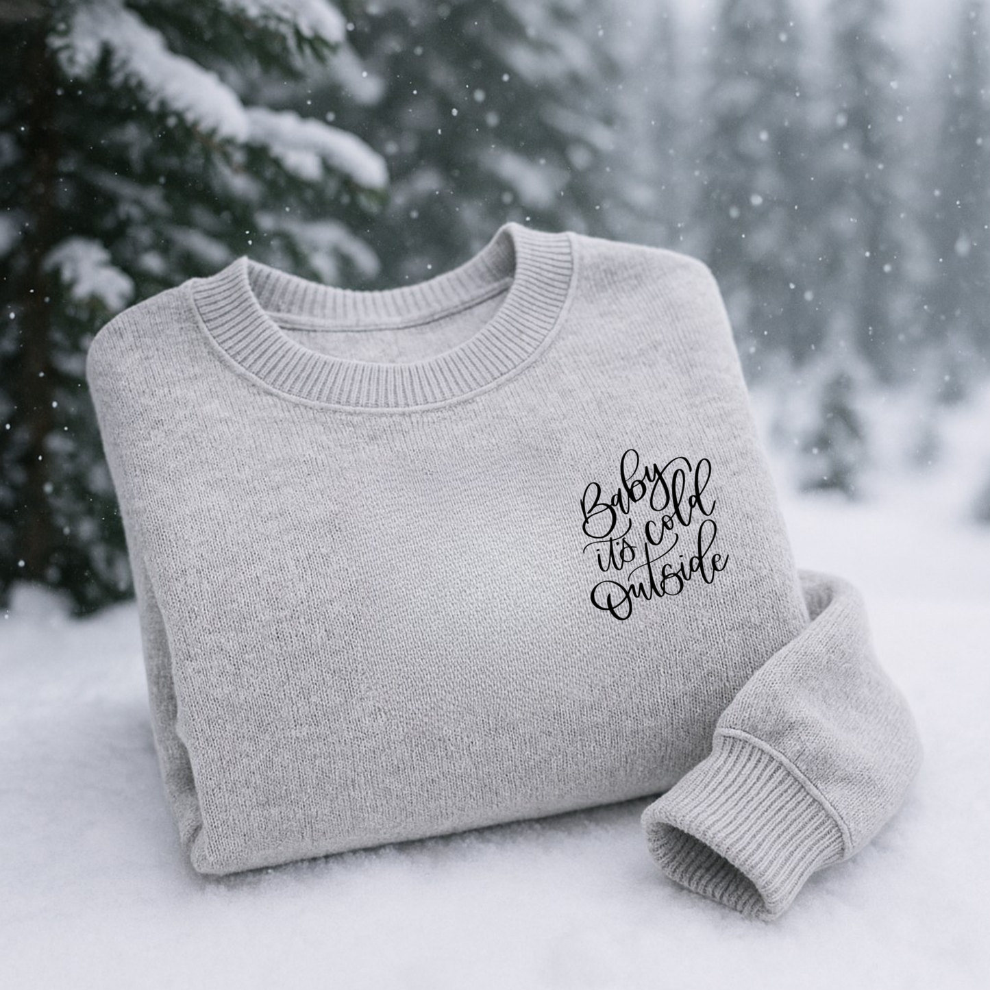 Holiday Sweatshirt - Baby It’s Cold (Embroidery)